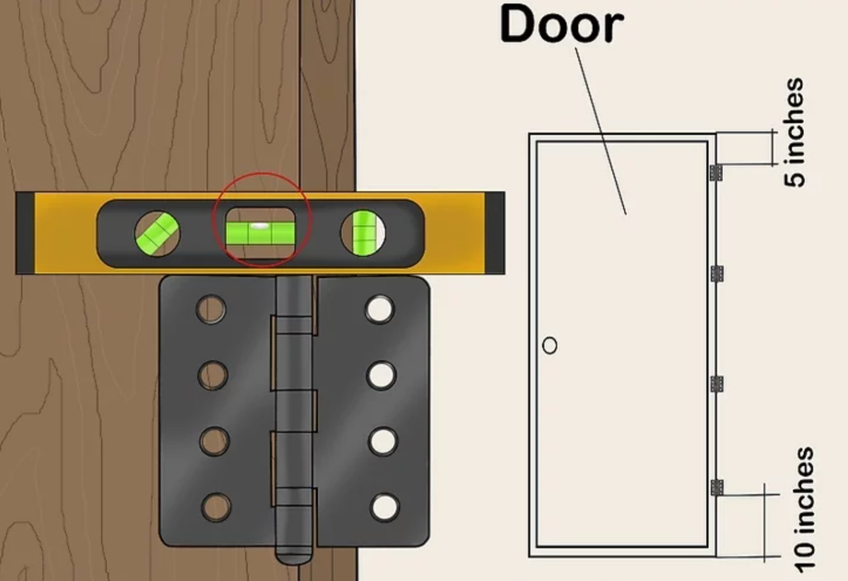 Use a measuring tape and level to help you evenly space your hinges